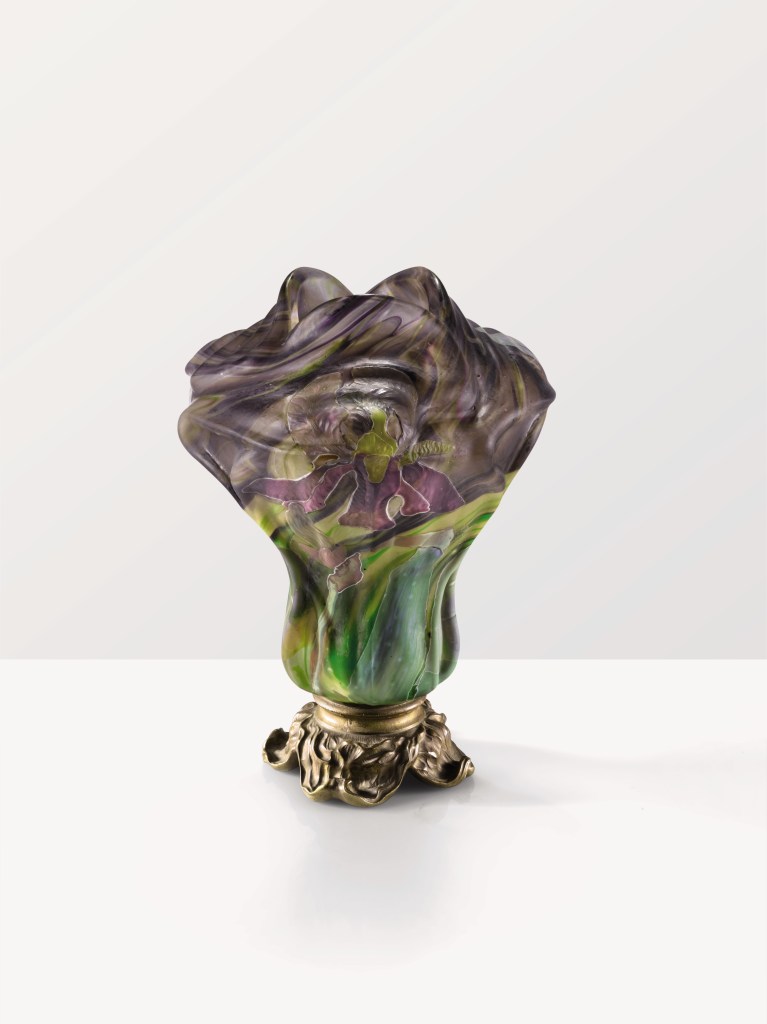 Emile Gallé Vase bleu fleur d'eau