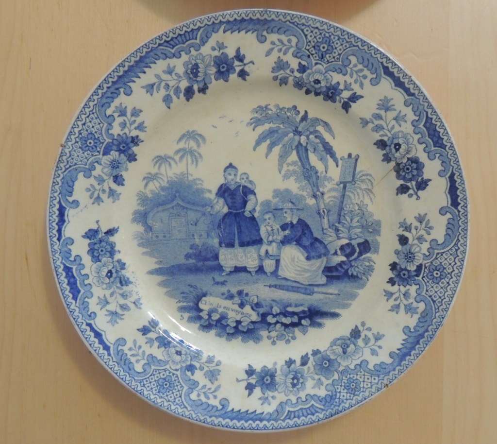 Montereau, Louis Leboeuf, assiette, décor Chine, thème  Chinois en voyage, XIXe 